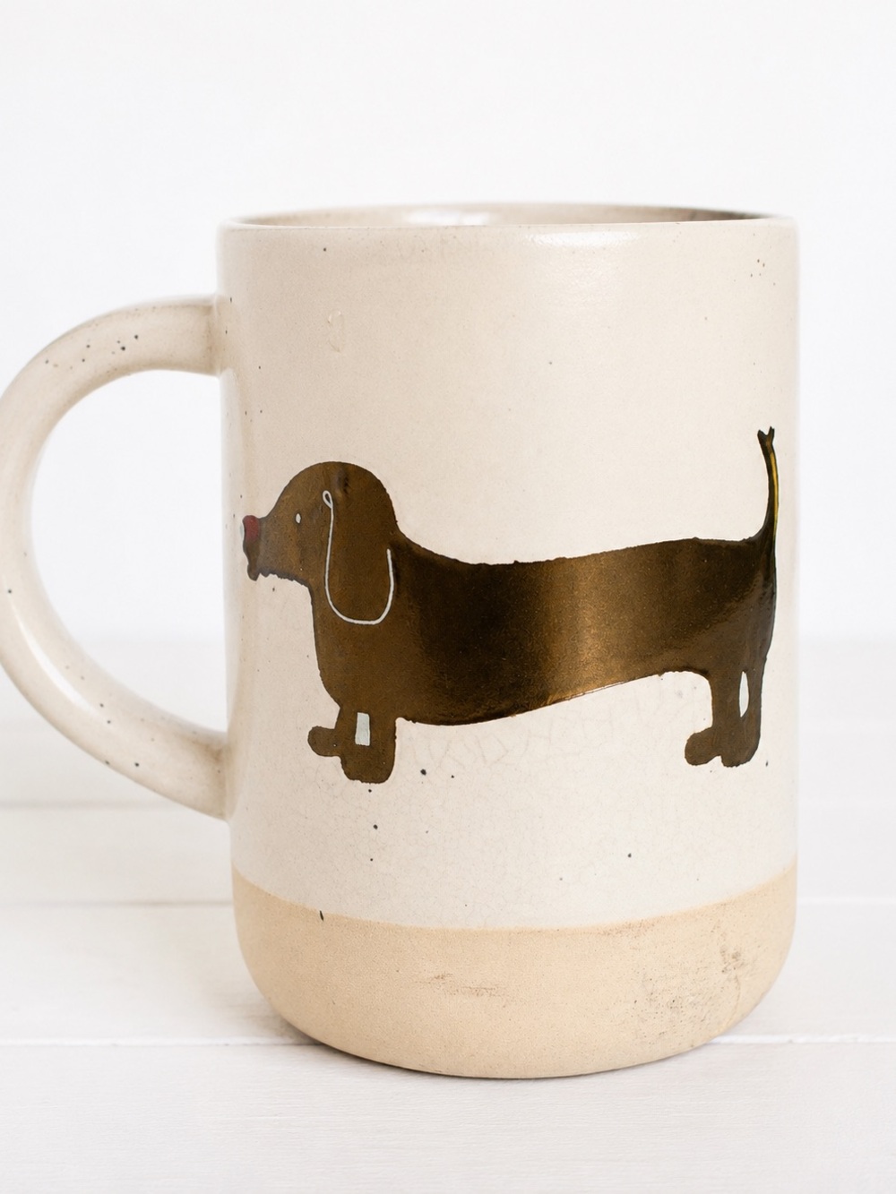 Harvest Green Studio Dachshund Stoneware Mug Dog Lover Speckled Ceramic Cup